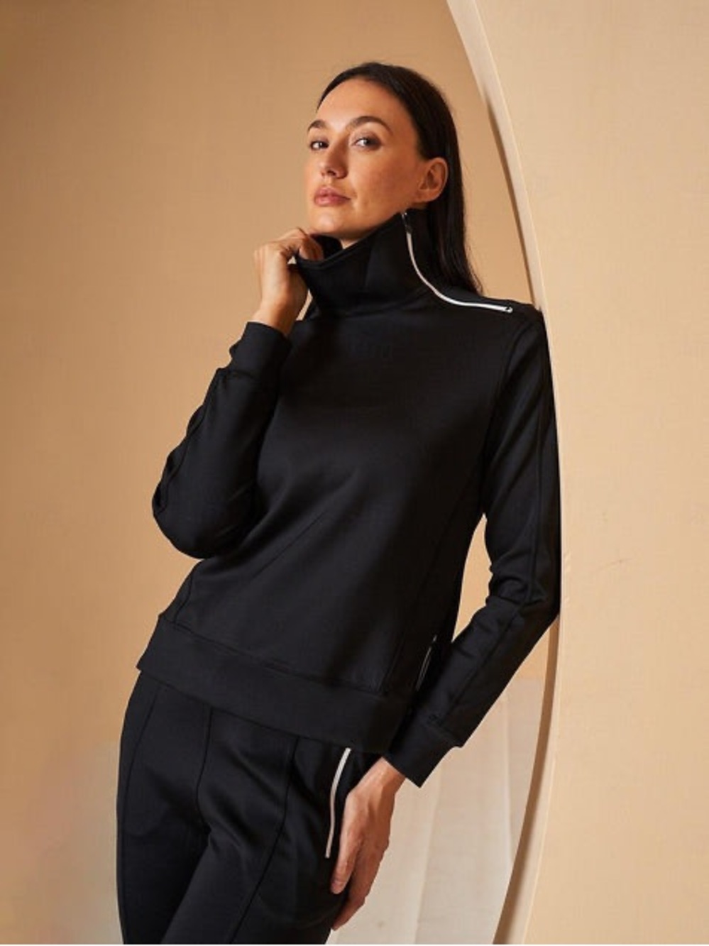Ace Golf Black High Neck Zip-Detail Pullover and matching pant
